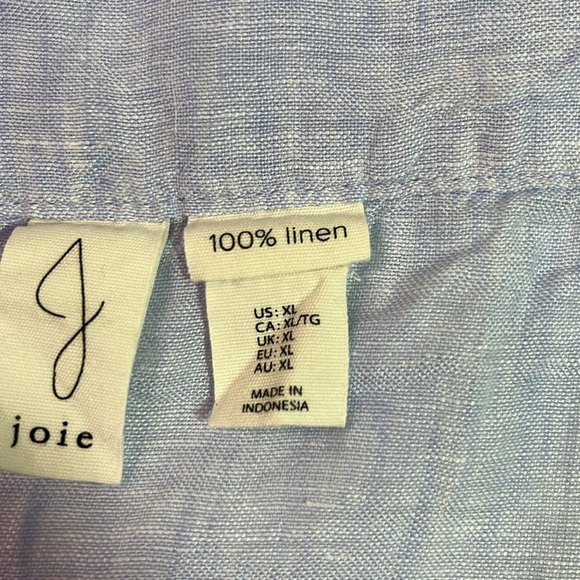 Joie 100% Linen Top Light Blue Women’s Size XL - Picture 6 of 6